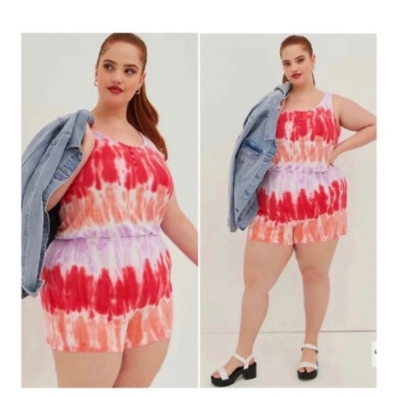 TORRID Lovesick Tie Dye Romper - Picture 1 of 9